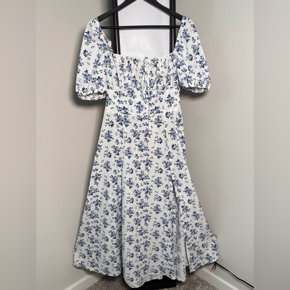 Floral Blue and White Dress